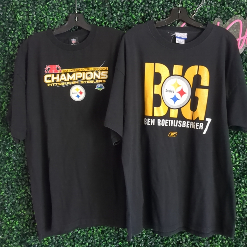 Bundle of Steelers Shirts VTG Big Ben NFL 2 Shirt Set XL